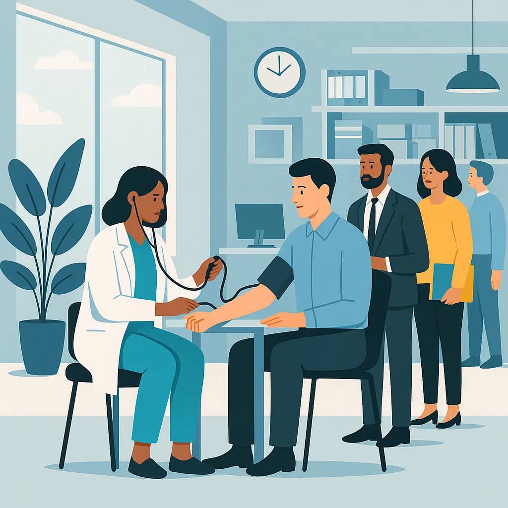 Corporate health screening illustration